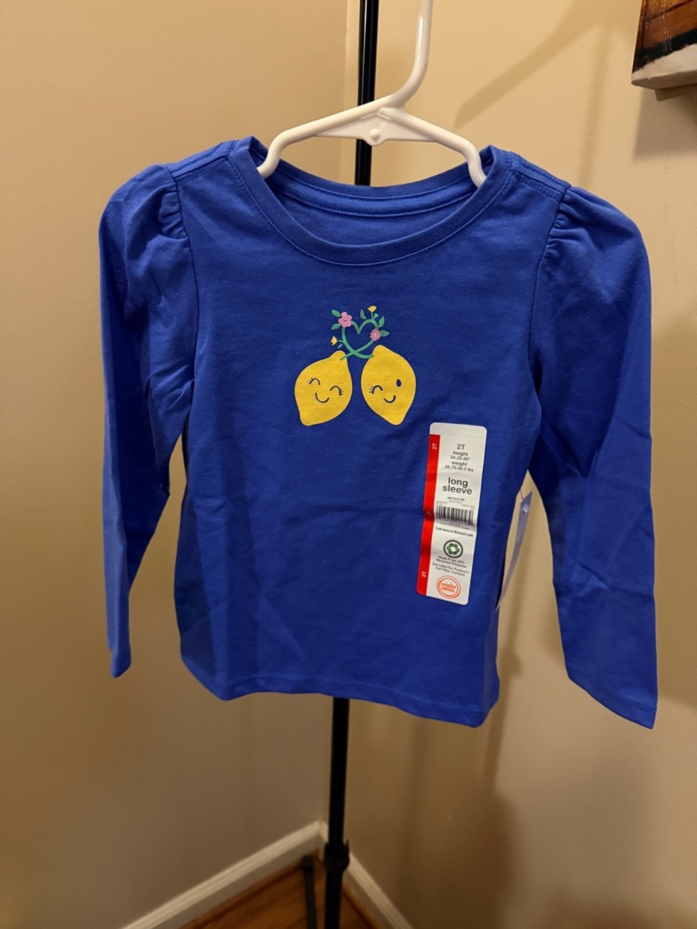 NWT Wonder Nation Toddler Girls Crewneck Tee with Long Sleeves